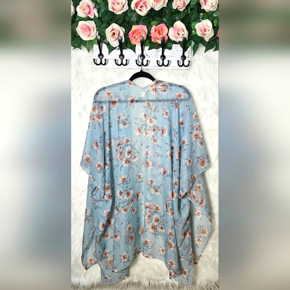 Floral Oversized Open-Front Kimono - Picture 3 of 5